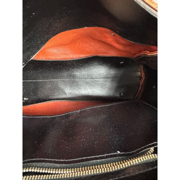 Vintage Rust Suede Handbag With Brown Leather Handles & Buckle Accents - Picture 5 of 16